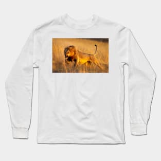 Aggressive young lion charging Long Sleeve T-Shirt